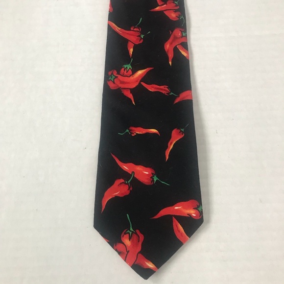 Tie Red Hot Chile Peppers on Black Cotton by Dem Crazy - Picture 6 of 10